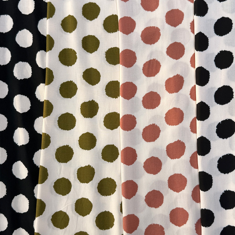 45S Printed Rayon Fabric – Hand-Drawn Rough-Edge Large Polka Dots 45S Printed Rayon Fabric – Hand-Drawn Rough-Edge Large Polka Dots